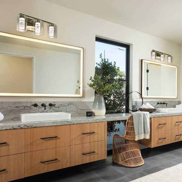 2-Light Modern Wall Sconce Bathroom Mirror Lighting 3000/4000/6000K LED Vanity Light with Glass Shade, Rose Gold