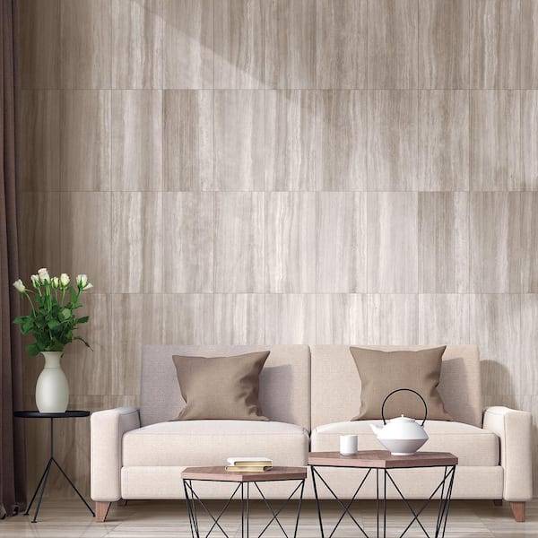 Atlanta Taupe 11.72 in. x 23.69 in. Matte Travertine Look Porcelain Floor and Wall Tile (15.5 sq. ft./Case)