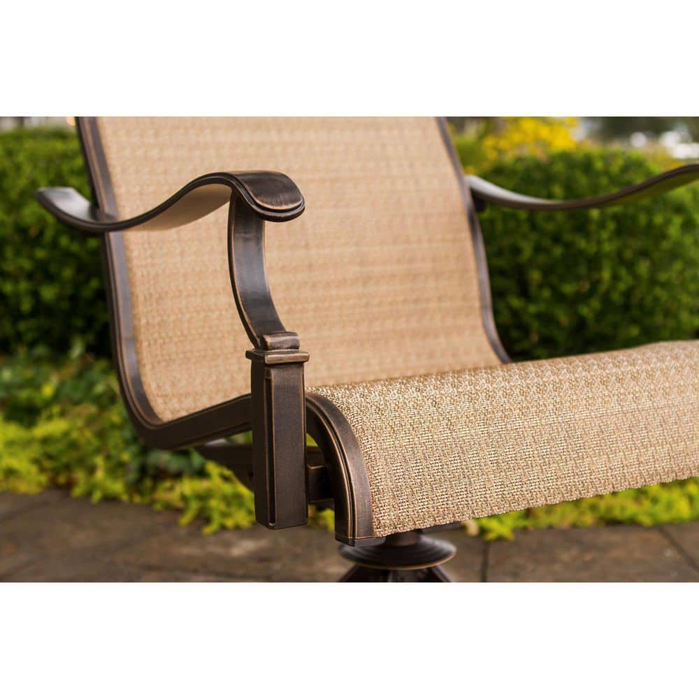 Monaco 5-Piece Bronze Aluminum Outdoor Dining Set with Tan Sling Chairs