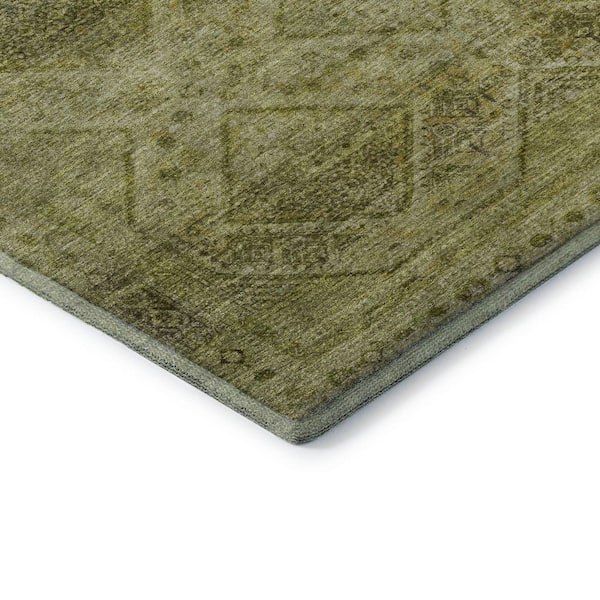 Mayfield Premium Machine Washable Abstract AMF2060 Aloe 3 ft. x 5 ft. Area Rug