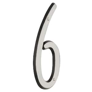 4 in. Plastic Reflective Nail-On House Number 6