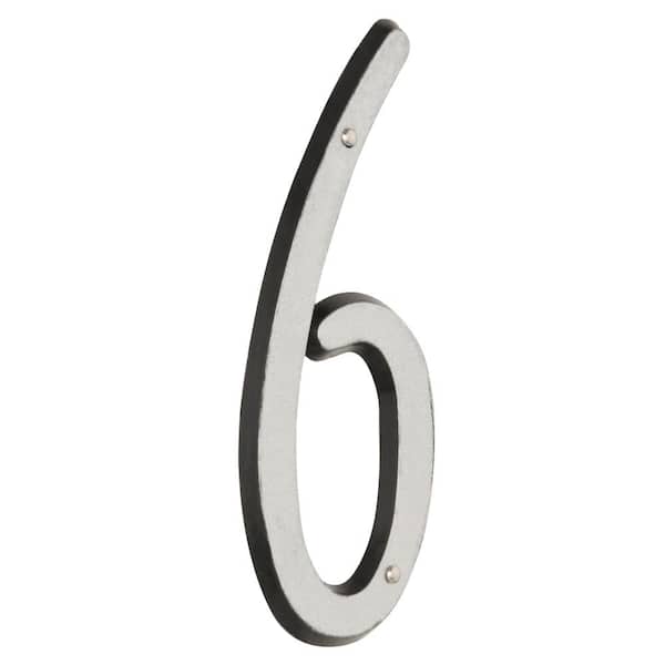 Everbilt 4 in. Plastic Reflective Nail-On House Number 6
