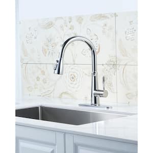 Polished Chrome Single Handle Pull Down Sprayer Kitchen Faucet with Advanced Spray and Stream in Vibrant Stainless