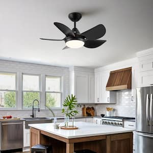 30 in. Integrated LED Indoor Ceiling Fan in Matte Black with Remote Control