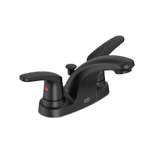Colony Pro 4 in. Centerset 2-Handle Low-Arc Bathroom Faucet with 50/50 Pop-Up Assembly in Matte Black