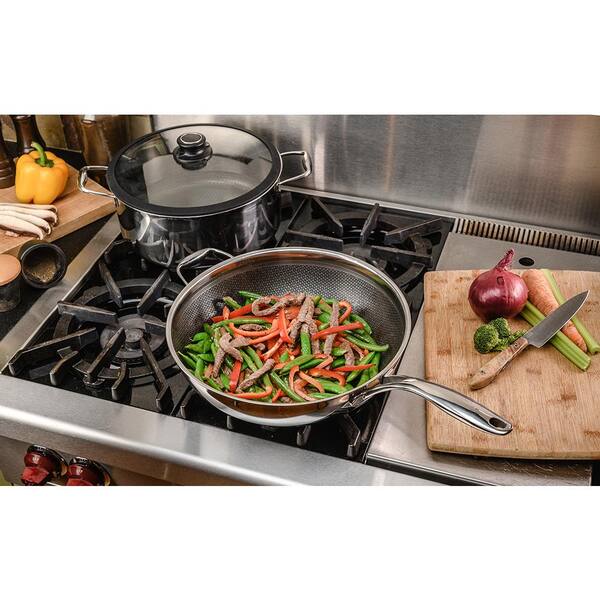 Black Cube 12.5 in. Hybrid Quick Release Wok in Stainless