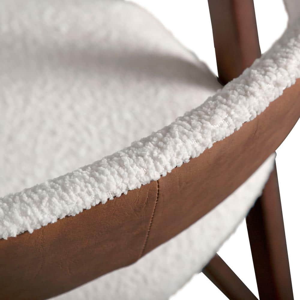 Walnut and Boucle Upholstered Mid-Century Modern Side Chair