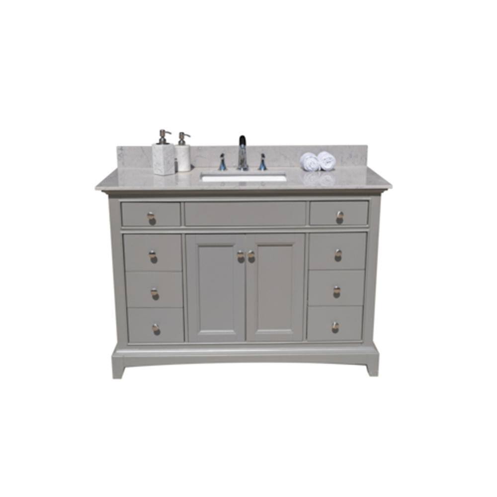 49 in. W x 22 in. D Marble Bathroom Vanity Top in Calcutta Gray with Single