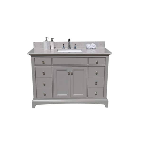 Unbranded 49 in. W x 22 in. D Marble Bathroom Vanity Top in Calcutta Gray with Single Sink and 3-Faucet Hole with Backsplash