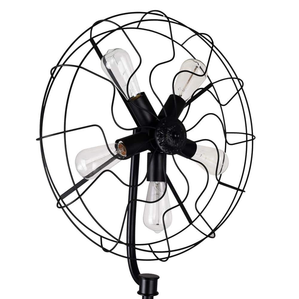 Edison Multi-Head 68" Industrial Fan Floor Lamp in Black