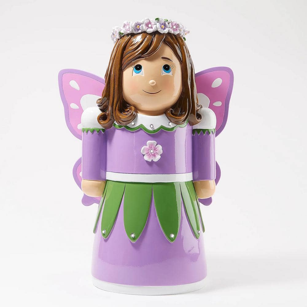 Purple and Green Resin Fairy Garden Statue with LED Light