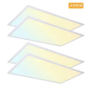 2 ft. x 4 ft. White Integrated LED Flat Panel Troffer Light Fixture at 5500 Lumens, 3500/4000/5000K Selectable (4-Pack)