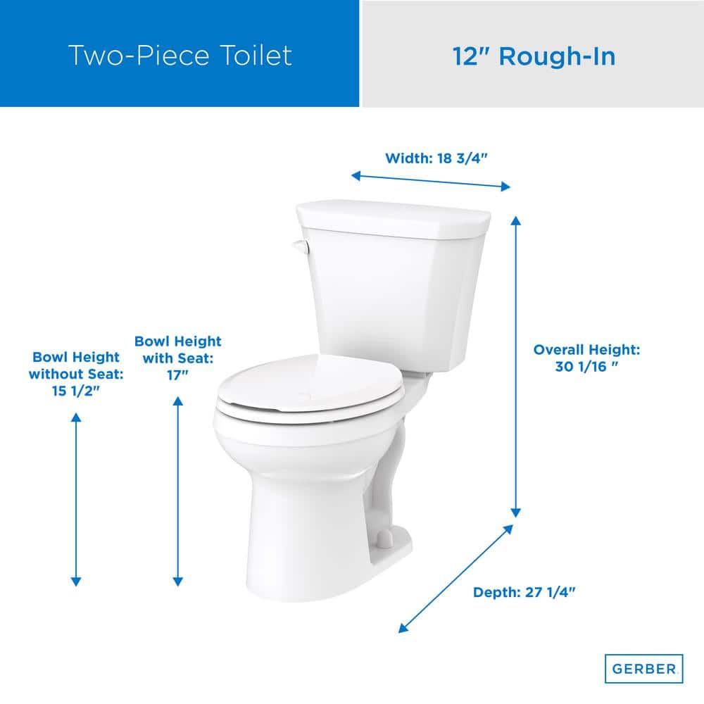 White Vitreous China Round Two-Piece Toilet with Soft Close Seat