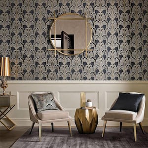 Art Deco Black and Gold Nonwoven Paper Paste the Wall Removable Wallpaper