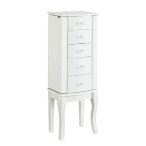 Janice White Jewelry Armoire with Plush Pink Lining