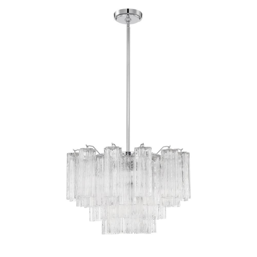 Polished Chrome and Clear Glass 9-Light Chandelier