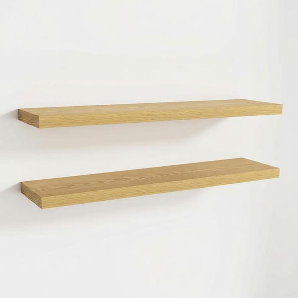 48 in. W x 8 in. D Oak Floating Shelves with Invisible Brackets