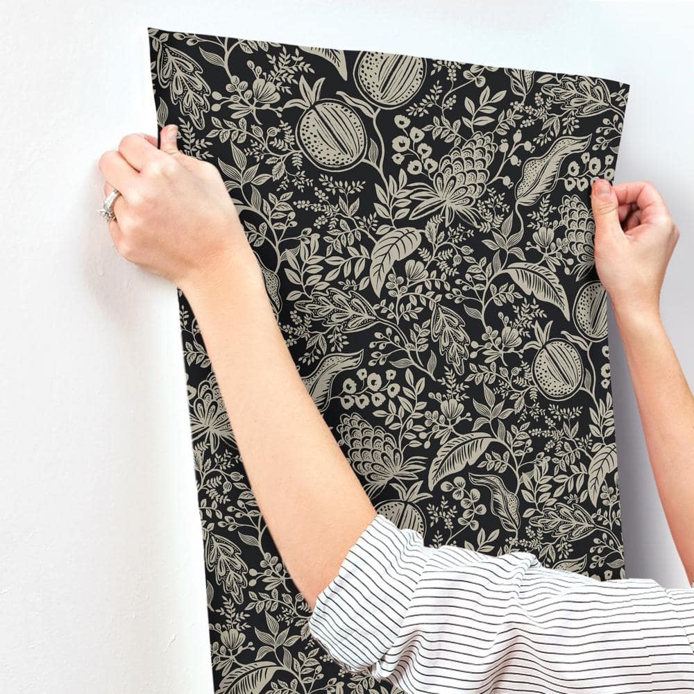 Black and Linen Pomegranate Removable Washable Wallpaper Roll