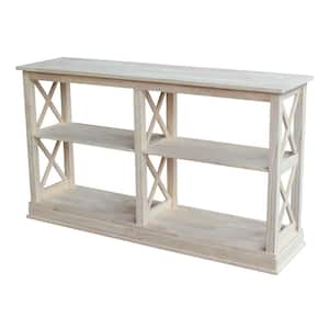 Hampton 60 in. Unfinished Standard Rectangle Wood Console Table with Shelves