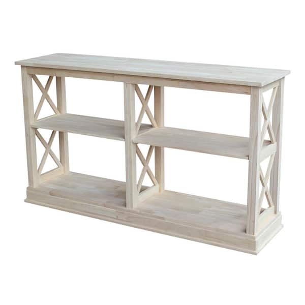International Concepts Hampton 60 in. Unfinished Standard Rectangle Wood Console Table with Shelves