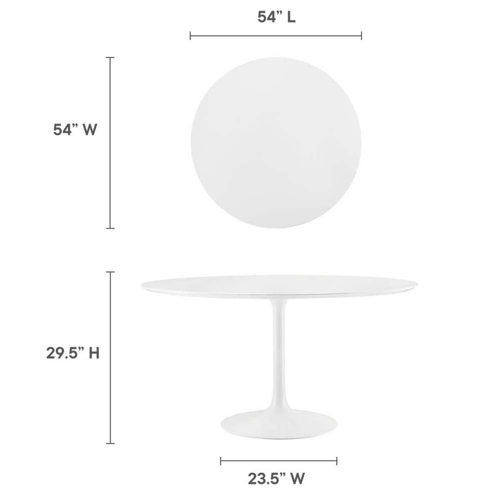 Lippa Inspired 54" Round White High Gloss Wood Dining Table