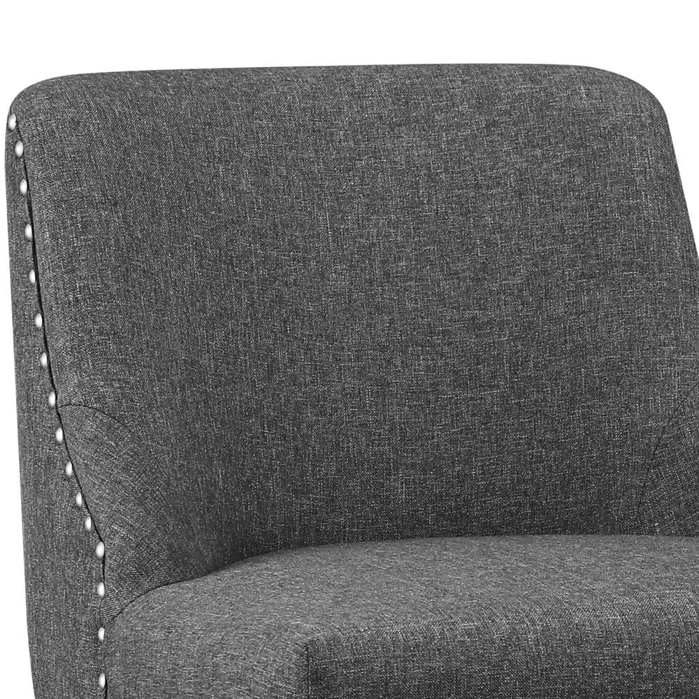 Charcoal Gray Swivel Counter Height Bar Stools with Wood Legs, Set of 2
