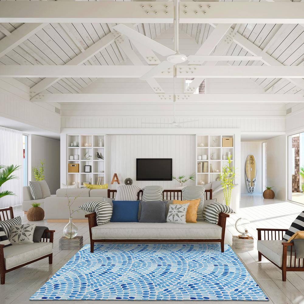 Blue Gradient Chenille Flat Woven Rectangular Rug 3' x 5'