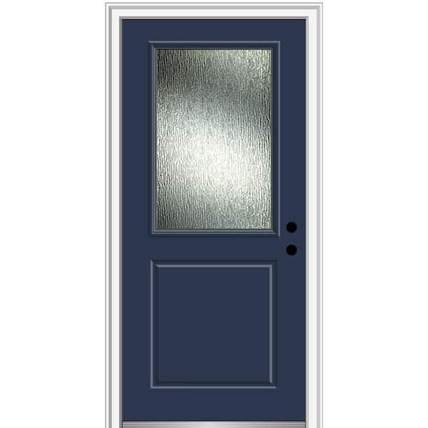 MMI Door 32 in. x 80 in. Left-Hand/Inswing Rain Glass Naval Fiberglass Prehung Front Door on 6-9/16 in. Frame