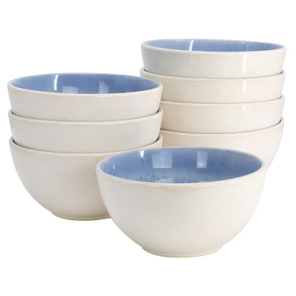 Meritage Kensington 8-Piece 18 Oz. 6 in. Reactive Glaze Stoneware Cereal Bowl Set in Variable Blue