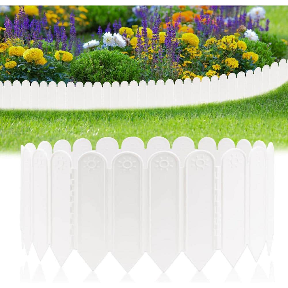 Mr. Garden 8 in. x 8.8 in. White Garden Edging Border Garden Landscape