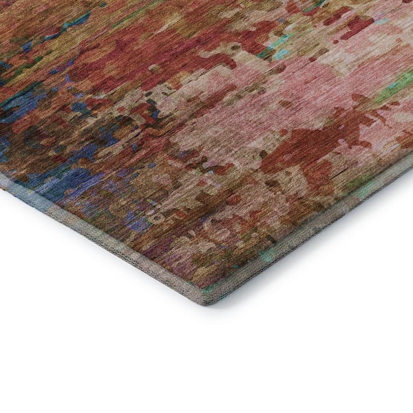 Mayfield Premium Machine Washable Abstract AMF2035 Sage 8 ft. x 8 ft. Round Rug