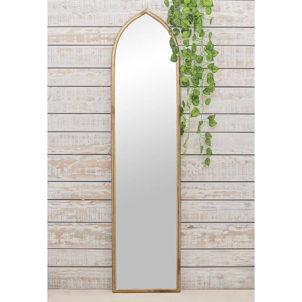 Antique Gold 50'' Full Length Arched Metal Wall Mirror