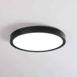 9 in. 24-Watt Black Color Selectable Simple LED Flush Mount with circle shade