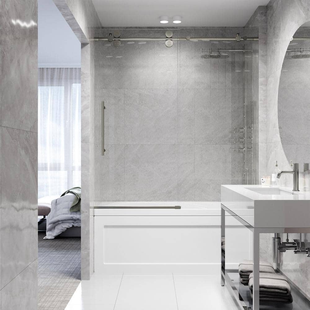 Elan 56-60" Frameless Sliding Tub Door with Fluted Glass