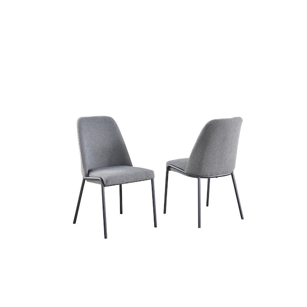 Best Quality Furniture Nick Dark Gray Polar Fleece Painted Gray Legs Chairs (Set of 2)