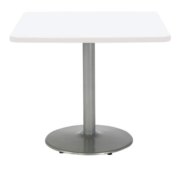 KFI FURNITURE, LLC Mode 30 in Square White Laminate Dining Table with Silver Round Steel Frame (Seats 2)