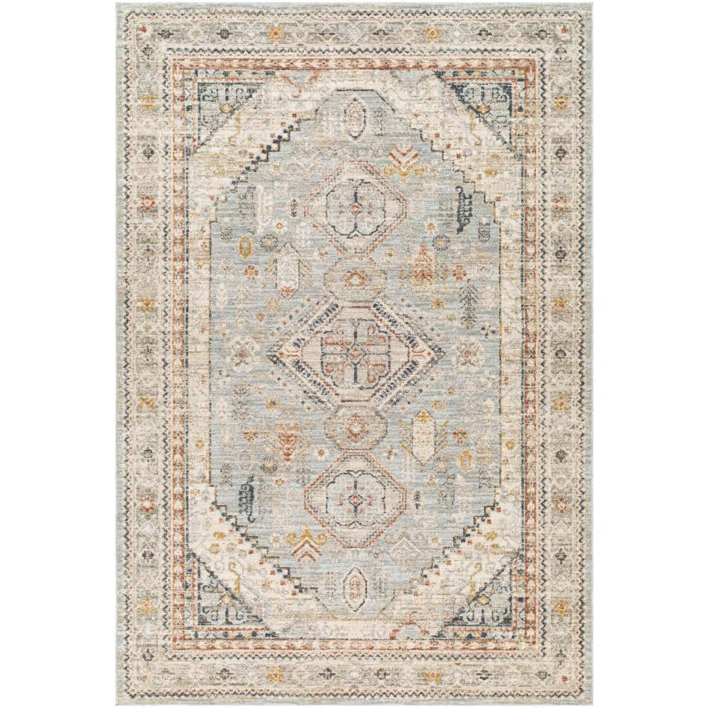 Livabliss Beckham Off-White/Blue 7 ft. x 10 ft. Medallion Indoor Area ...
