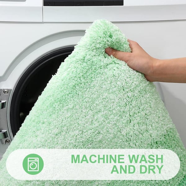 59 in. x 20 in. Green Stripe Microfiber Rectangular Shaggy Bath Rugs