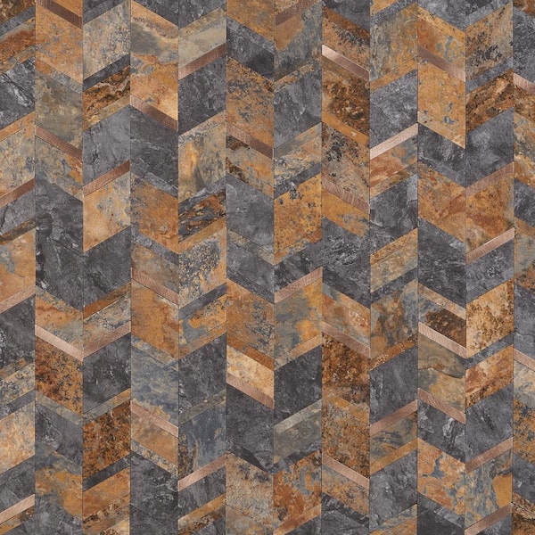Ivy Hill Tile Luxe Core Chevron Copper 11.02 in. x 11.41 in. SPC Peel and Stick Tile (0.87 Sq. Ft. / Sheet)
