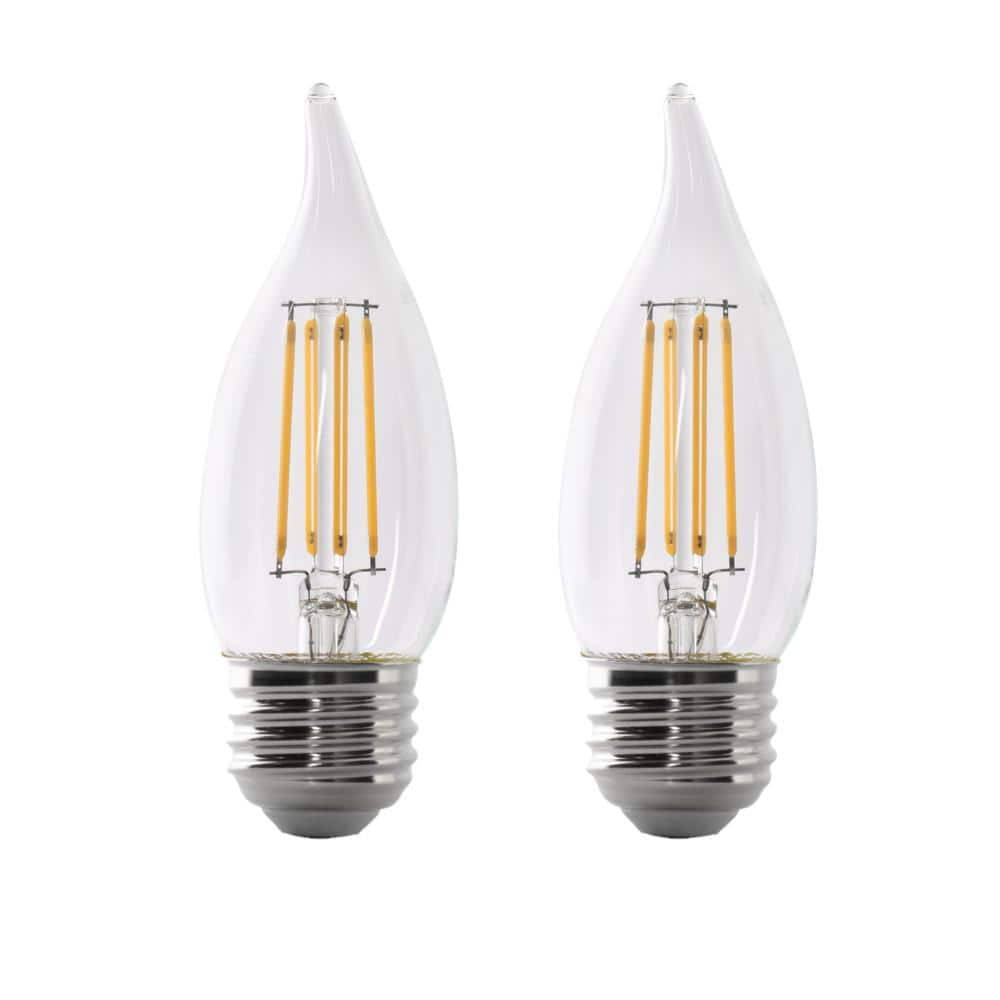 Feit Electric 40-Watt Equivalent BA10 E26 Medium Dimmable Filament CEC Flame Tip Chandelier LED Light Bulb, Daylight 5000K (2-Pack)