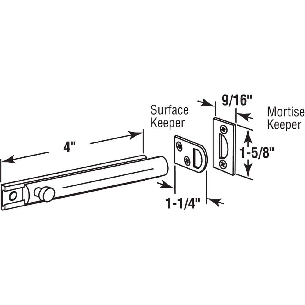 Satin Nickel 4-Inch Slide Bolt and Keeper