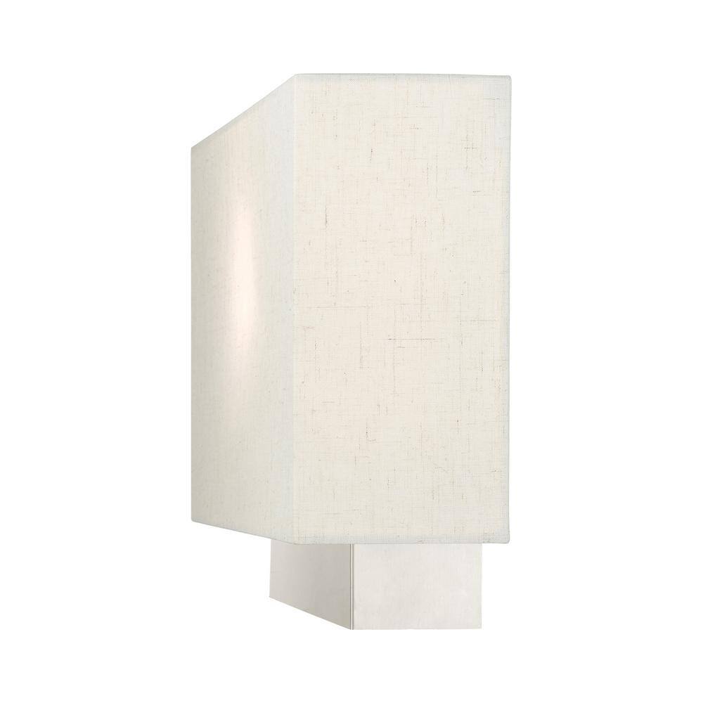 Meadow Brushed Nickel Modern 1-Light ADA Sconce with Oatmeal Shade