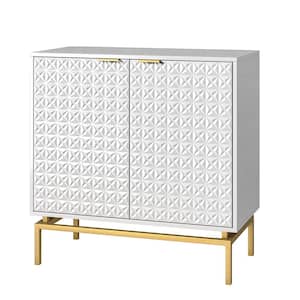 Vico White 32 in. Tall plus 2-Door Accent Cabinet with Metal Base and Adjustable Shelves
