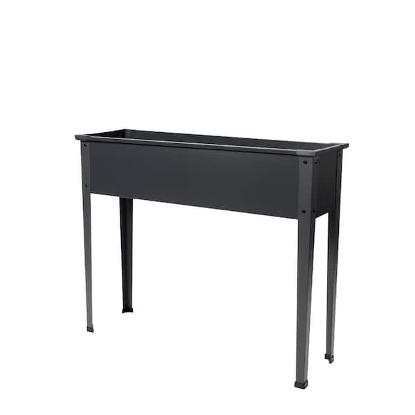 RTS Home Accents 39 in. x 12 in. x 31 in. Graphite Color Galvanized Steel Elevated Planter