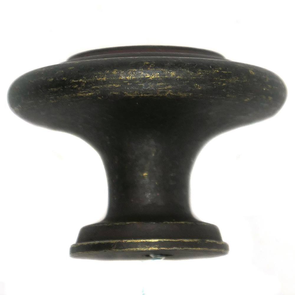 Weathered Antique Bronze Round Cabinet Knob with Mounting Hardware