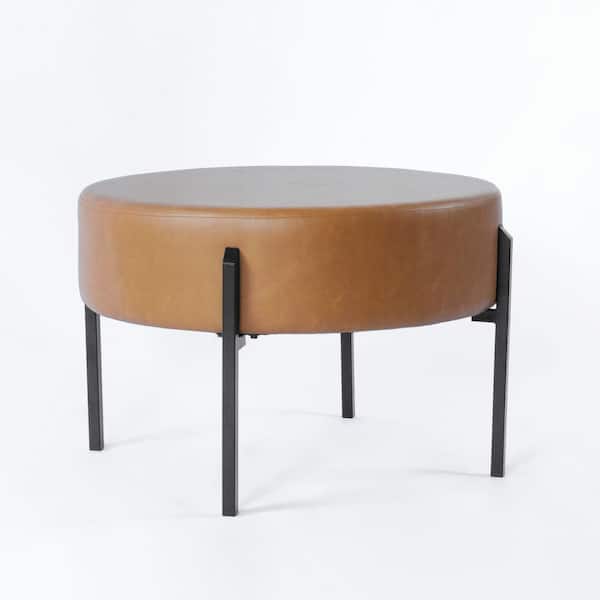 Leather and metal ottoman sales