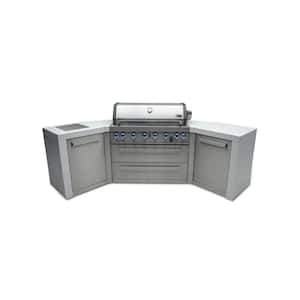 Deluxe Series 6 Burner 45 Corner Outdoor Kitchen Propane Natural Gas with Side Burner Grill Island in Stainless Steel