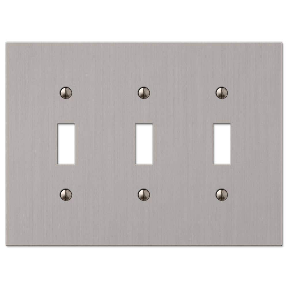 Brushed Nickel Triple Toggle Cast Metal Wallplate