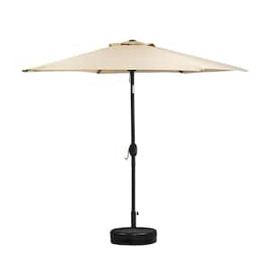 7.5 ft. Aluminium Market Tilt Patio Umbrella in Beige with Base