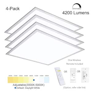 2 ft. x 2 ft. 4200LM 400W Equivalent White Dimmable Color CCT Thin Aluminum Integrated LED Panel Light Troffer (4-PK)